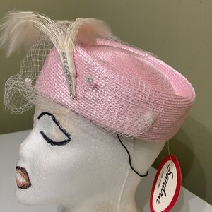NWT Cute Pink P/B Dress Church Hat by Sandra N Y